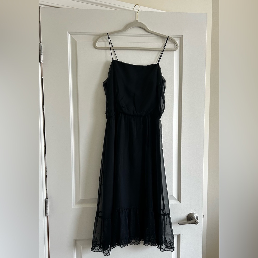 Authentic vintage black dress with lace overlay